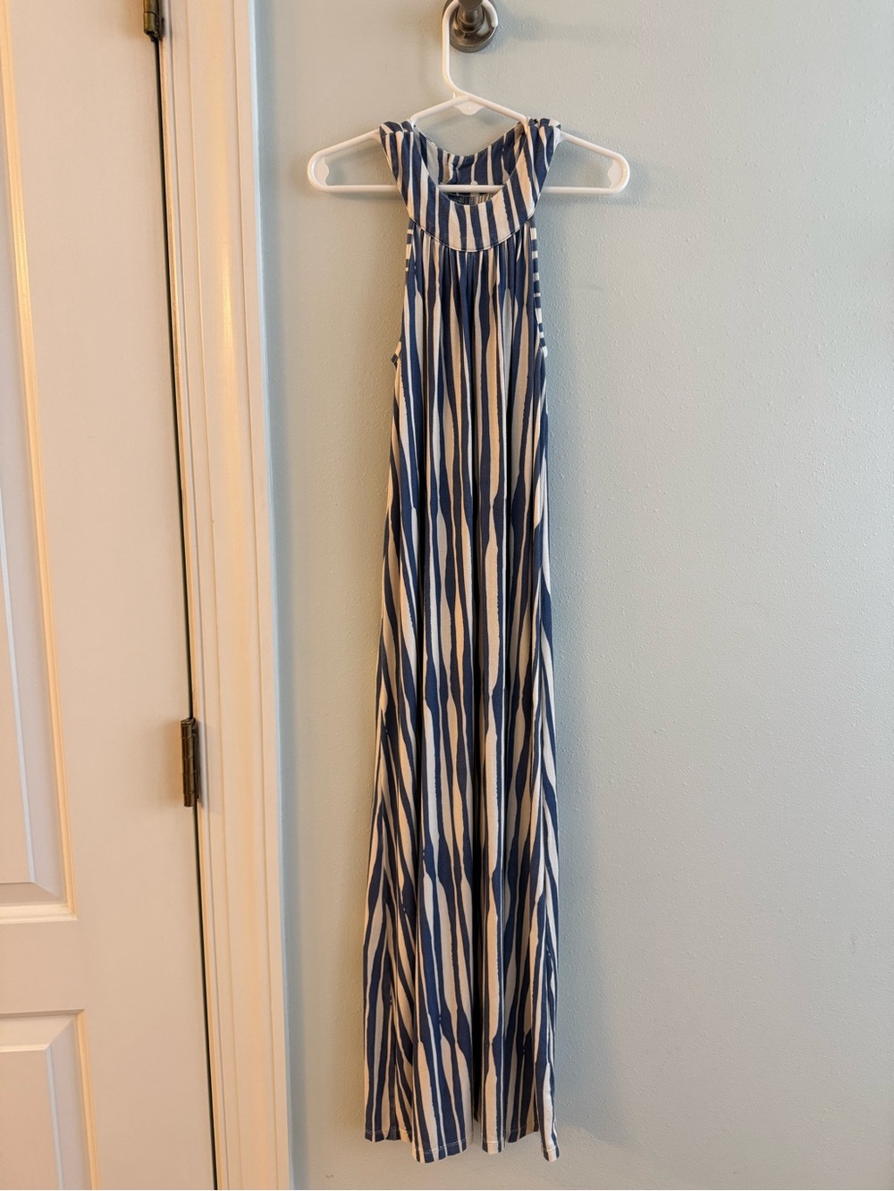 Omi Jo Navy and White Striped Dress